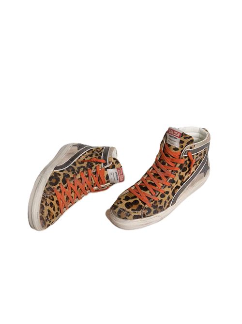 Golden Goose Slide Donna LTD in cavallino leopardato con stella e virgola in pelle laminata Golden Goose | GWF00116F00800615860